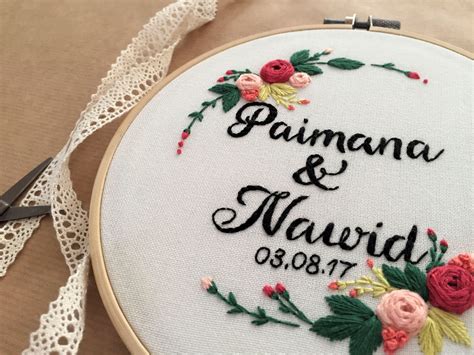 Custom Name Embroidery Wedding T Personalised Present Wall