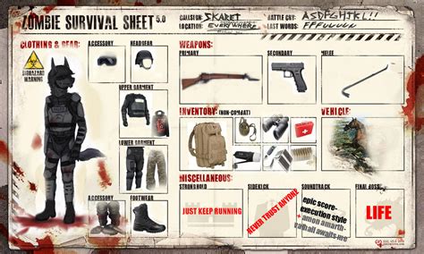 Zombie Survival Sheet By Canis Infernalis On Deviantart