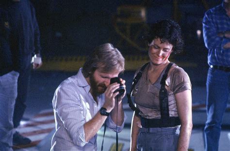 James Cameron And Sigourney Weaver On The Set Of Aliens In 1985 Moviesinthemaking