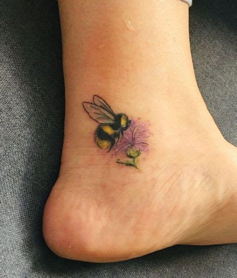 Bee And Thistle Tattoo On Ankle In 2020 Bee Tattoo Bumble Bee Tattoo
