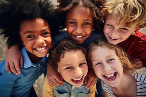 Premium Ai Image Group Of Diverse Cheerful Fun Happy Multiethnic Children