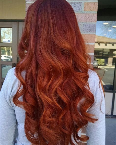 red and copper balayage color created by chelsea at jamie s hair design in thousand oaks ca 805