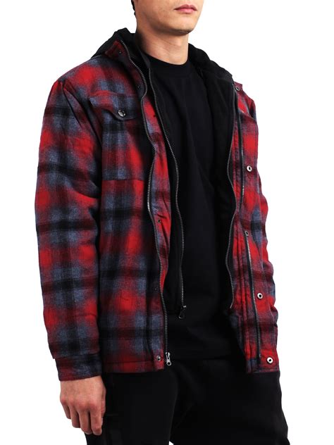 Ma Croix Mens Quilted Lined Flannel Shirt Hooded Winter Lumberjack