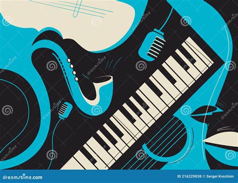 Banner Template With Saxophone And Piano Stock Vector Illustration