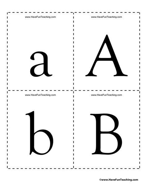 The uppercase and lowercase letters are on separate cards. Alphabet Uppercase and Lowercase Flash Cards | Have Fun Teaching