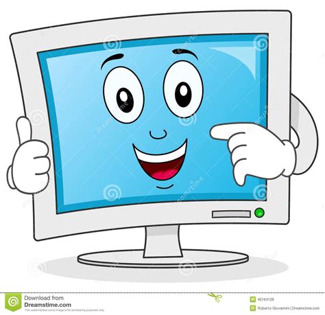 Illustration About A Funny Cartoon Computer Monitor Character Smiling