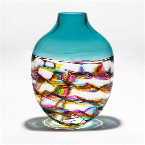 Optic Rib Helix Banded Flat By Michael Trimpol And Monique Lajeunesse Art Glass Vase Artful Home