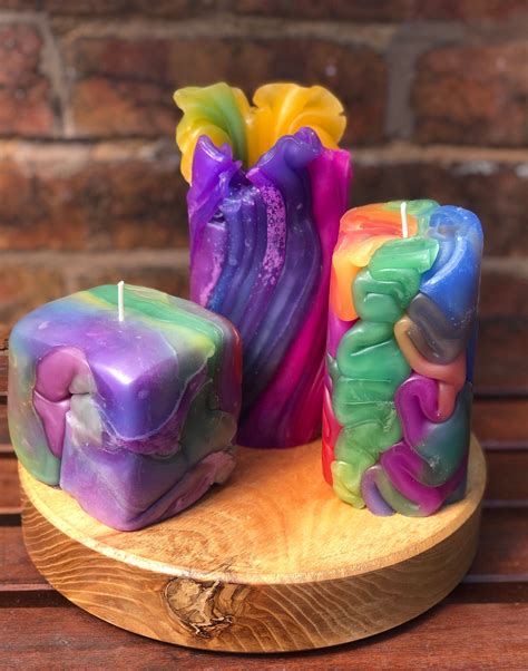 Rainbow Candles Chunky Candles Fancy Candles Funky Etsy