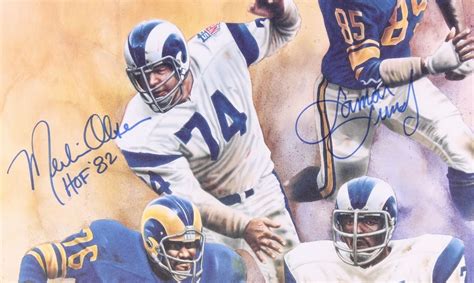merlin olsen deacon jones rosey grier and lamar lundy signed the fearsome foursome rams 19x26 lith