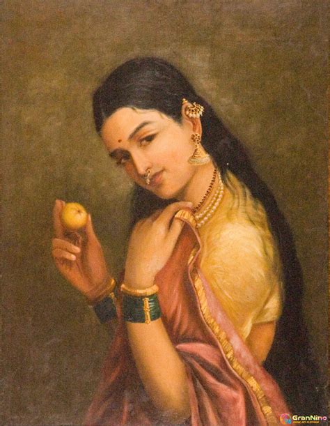 Woman Holding A Fruit Artist Raja Ravi Verma Grannino