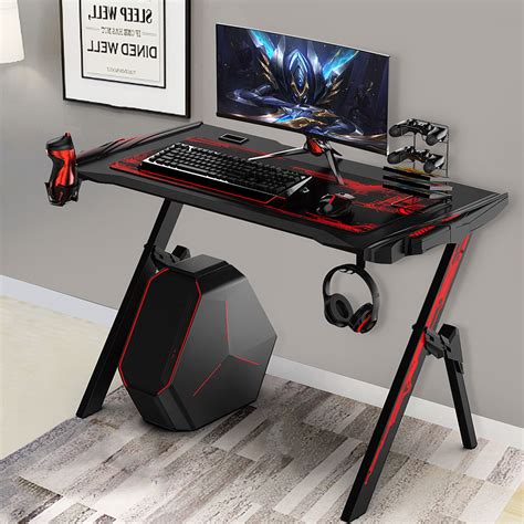 Bigsalestore R Shaped Computer Gaming Desk Pc Gaming Table Home Office
