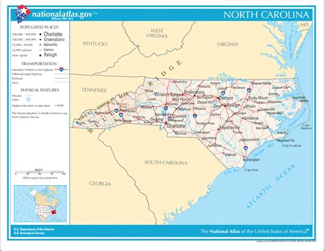 North Carolina Road Map North Carolina Usa • Mappery