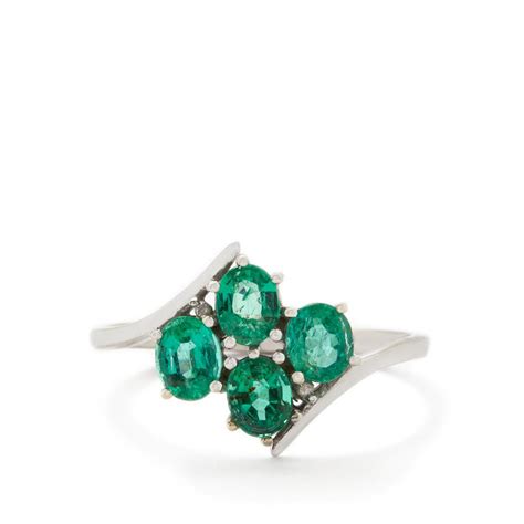 Zambian Emerald Ring With Diamond In 9k White Gold 125cts Gemporia