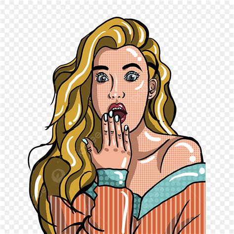 Blond Woman Clipart Vector Painted Pop Style Surprised Blonde Woman