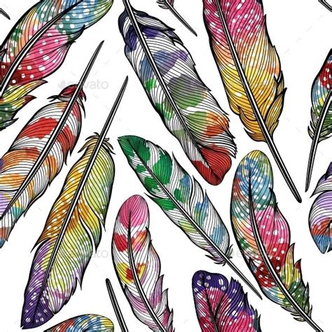 Seamless Pattern With Abstract Colorful Feathers Colorful Feathers