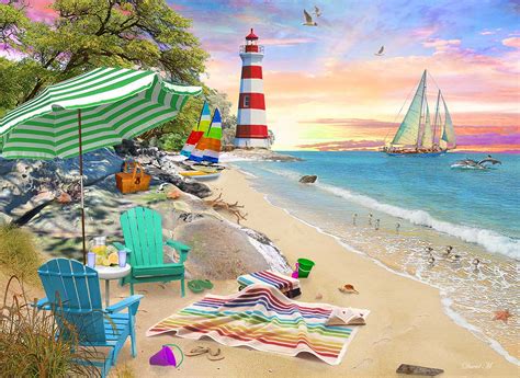Seaside Beach 1000 Pieces Vermont Christmas Company Puzzle Warehouse
