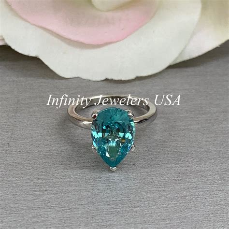 Neon Blue Paraiba Engagement Ring Pear Shape Solitaire Paraiba