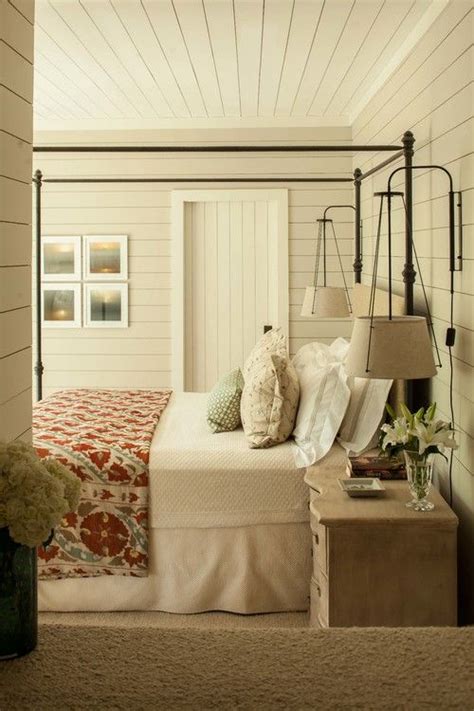 How to install a shiplap ceiling with this easy diy. Farmhouse Bedroom with Shiplap Walls | Rustic master ...