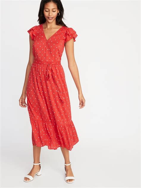 Old Navy Waist Defined Wrap Front Midi Dress The Most Stylish Old