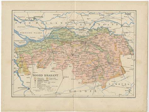 Antique Map Of Noord Brabant By Kuyper 1883