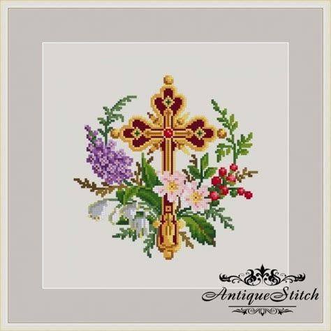 Christian Cross 1 Cross Stitch Pattern Pdf Easter Spring Etsy