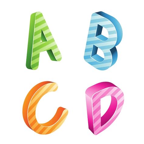 Letras Abcd De Rayas Coloridas Vector Premium