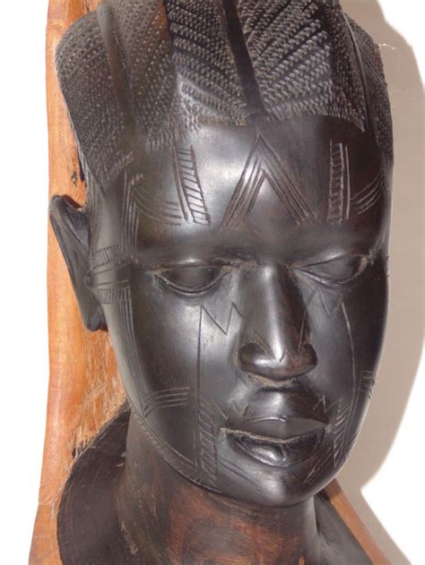 Nice Ebony Carving Of A Women S Head Carved By Artist From The Makonde Tribe About 14 Inches