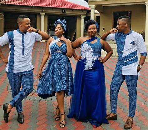 Clipkulture Beautiful Tswana Couples In Modern Shweshwe Traditional Outfits
