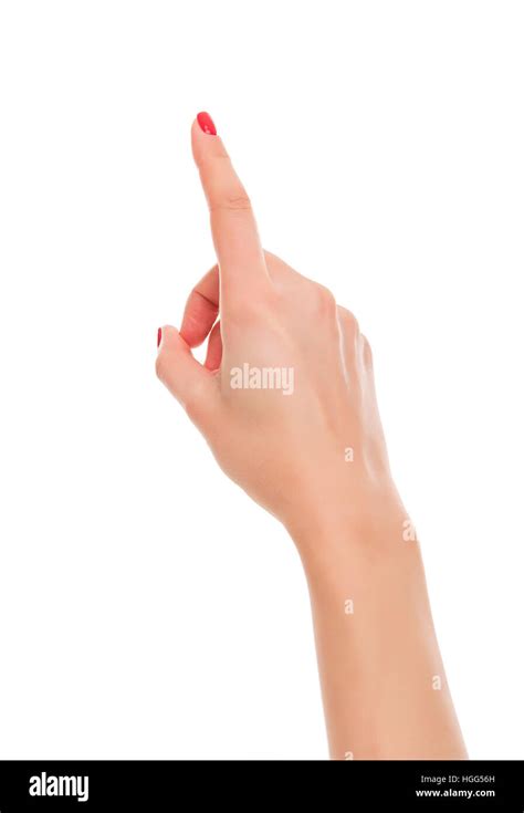 Woman Hand Pointing Up With Index Finger Stock Photo Alamy
