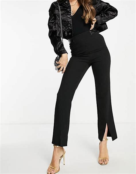 4th And Reckless Stretch Pant With Slit Front Detail In Black Asos