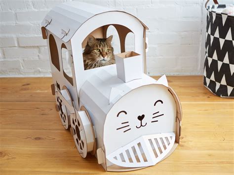 Cat Furniture Cardboard Cat House Cardboard Cat Train Eco Etsy