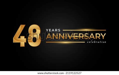 48 Year Anniversary Celebration Shiny Golden Stock Vector Royalty Free