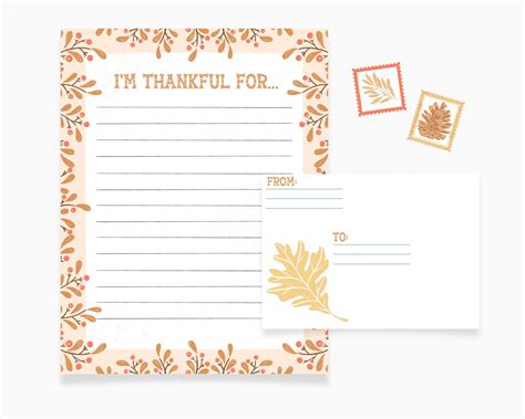 Thanksgiving Letter Template And Envelope Im Thankful For Etsy