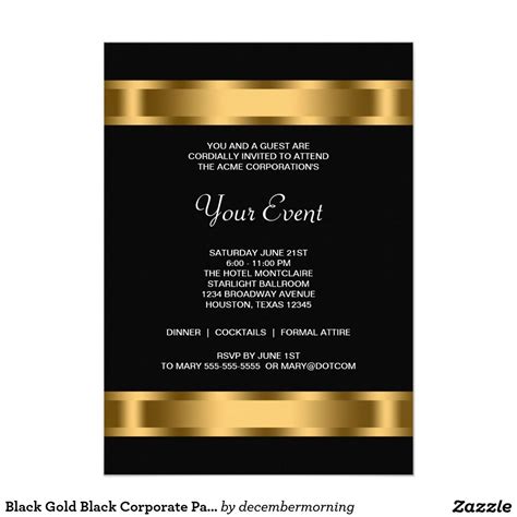 Download corporate invitation stock vectors. Black Gold Black Corporate Party Event Invitation | Zazzle ...