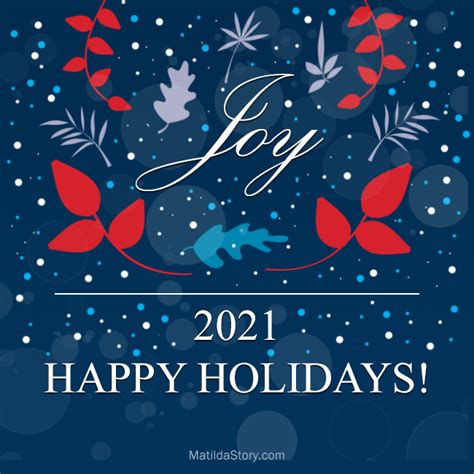 Holiday Card 2021 Free Printable Navy Blue Red Leafy Card