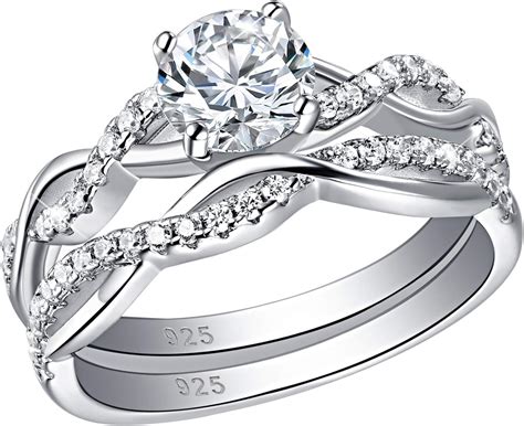 Sheloves Infinity Engagement Wedding Ring Set White Round Cz For Women