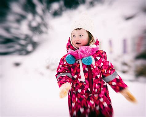 Little Girl At Snowy Winter Day Stock Photo Image Of Lifestyle