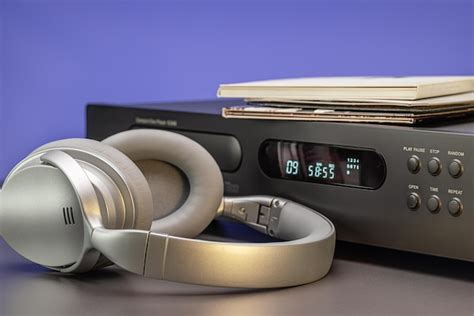 Premium Photo Cd Player And Headphones For Listening To Music Closeup