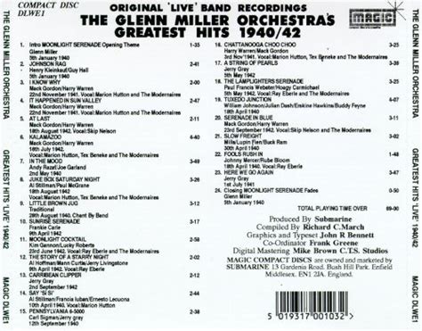 Greatest Hits 1940 1942 Original Live Band The Glenn Miller