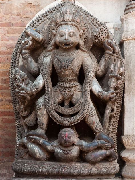 bhaktapur nepal durbar square hanuman appears in tantric form as the four armed hanuman