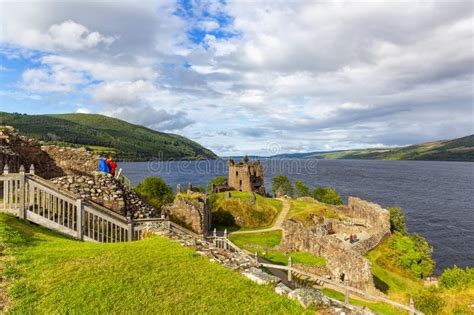 Ruins Of Urquhart Castle Along Loch Ness Scotland Editorial Stock