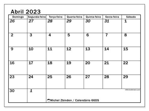 Calendário De Abril De 2023 Para Imprimir “51ds” Michel Zbinden Br