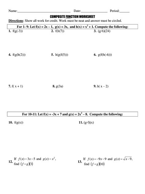 Composite Function Worksheet Answers — Db