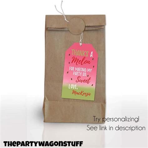 Watermelon Thank You Tag Instantly Download Personalize Etsy