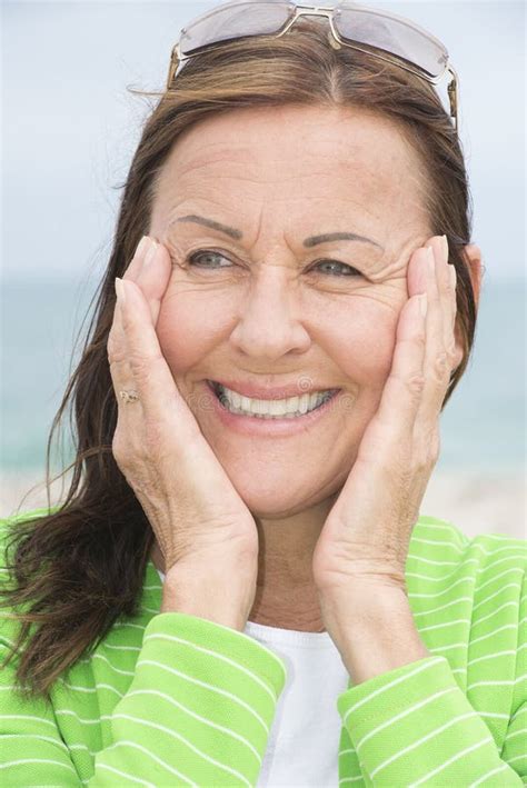 Joyful Happy Attractive Middle Aged Woman Stock Image Image Of Joyful Happy