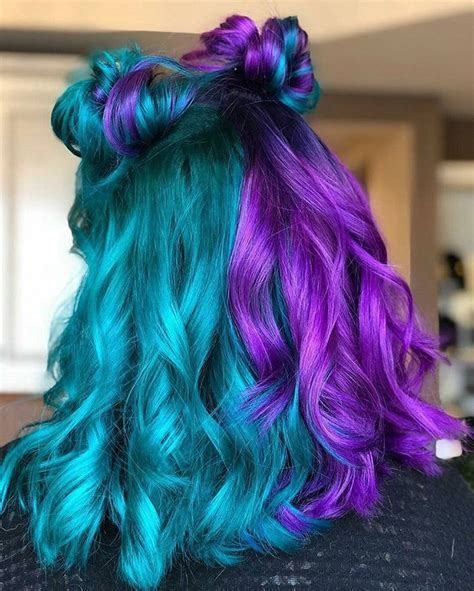 Reposted Katehanu Perfeição Em Half Hair 💙💜 Split Dyed