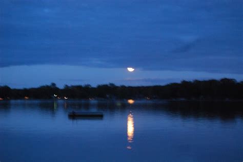 Moonrise Over Ore Lake Lake Michigan Sunset