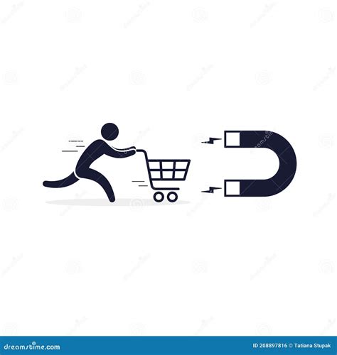Magnet Attract Customers Icon Vector Business Conept Illustration