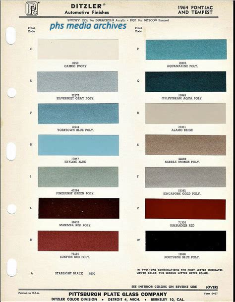 1966 Gto Color Codes