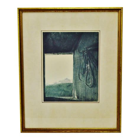 Vintage Framed Andrew Wyeth Print Burning Off Collection Of Mr And Mrs